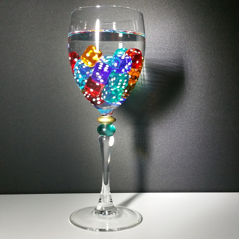 Lucky dice wine glass colorful photo