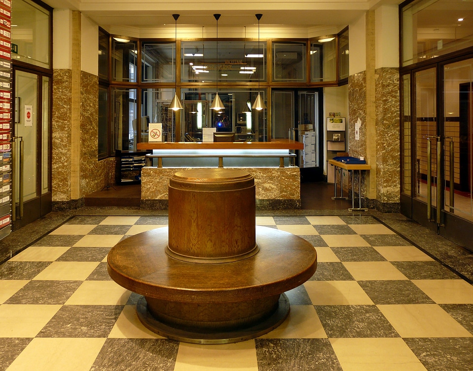 Desk inside architecture photo