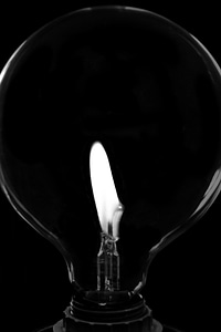 Light bulb black and white photo
