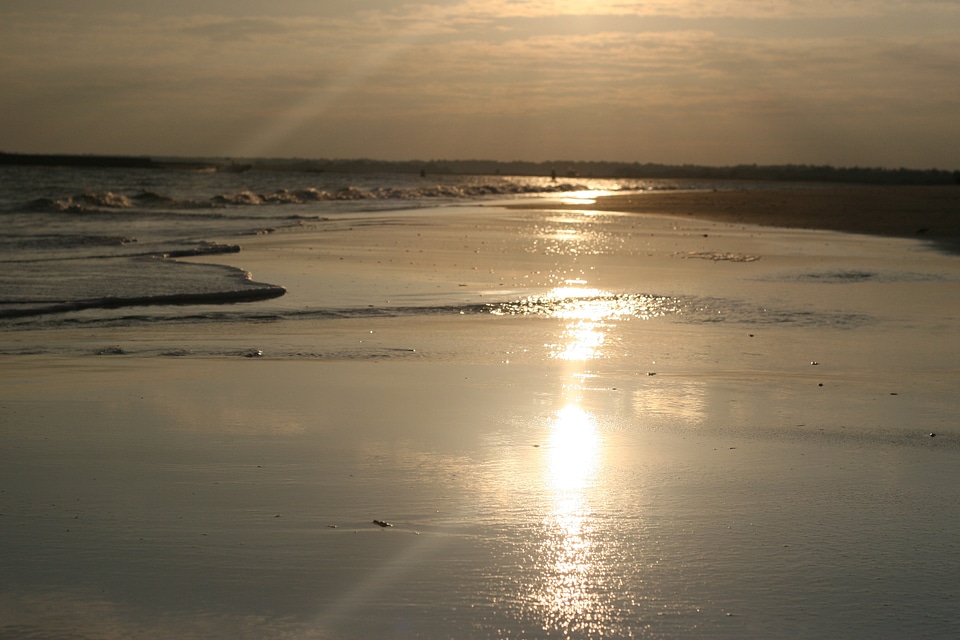 Reflection beach surf sunset