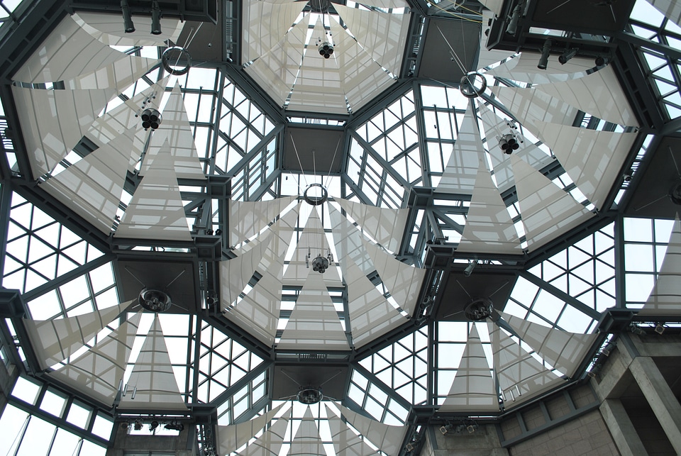 Glass chandelier glowing