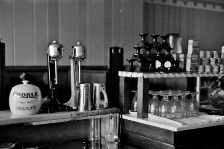 Tools of the Trade: Malted milk mixers in restaurant, Plentywood, Montana, November 1937. photo