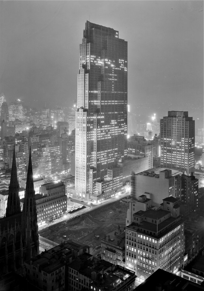 Stairway to the Stars: Rockefeller Center and the RCA Building from 515 Madison Avenue. December 5, 1933.