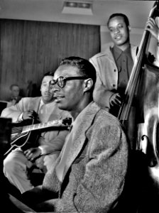 Downbeat: Oscar Moore, Nat King Cole, and Wesley Prince, New York, N.Y., ca. 1946.