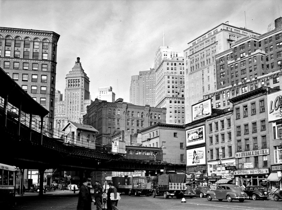 Grand Canyon: Elevated structure and buildings. Lower Manhattan, December 1941.