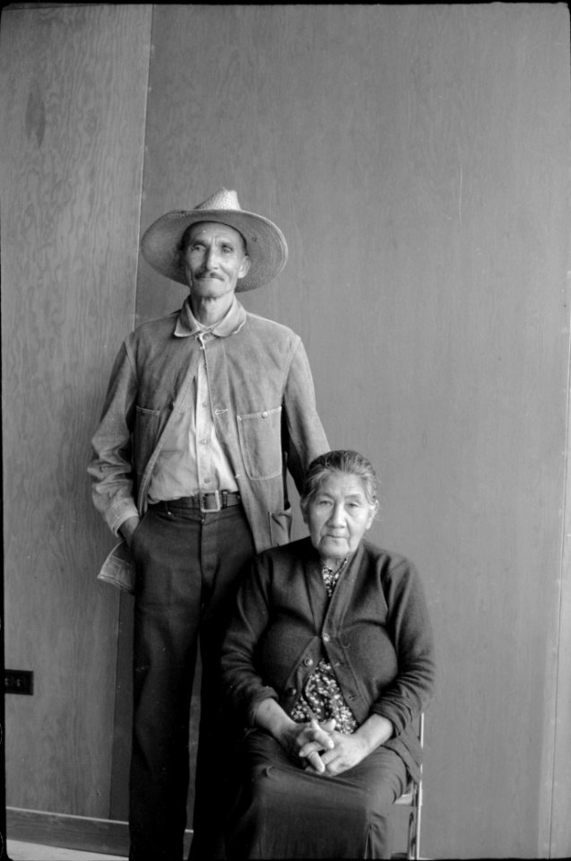 American Gothic: Husband and wife at a FSA (Farm Security Administration) relief camp, Harlingen, Texas, January 1942.