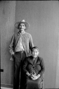 American Gothic: Husband and wife at a FSA (Farm Security Administration) relief camp, Harlingen, Texas, January 1942.
