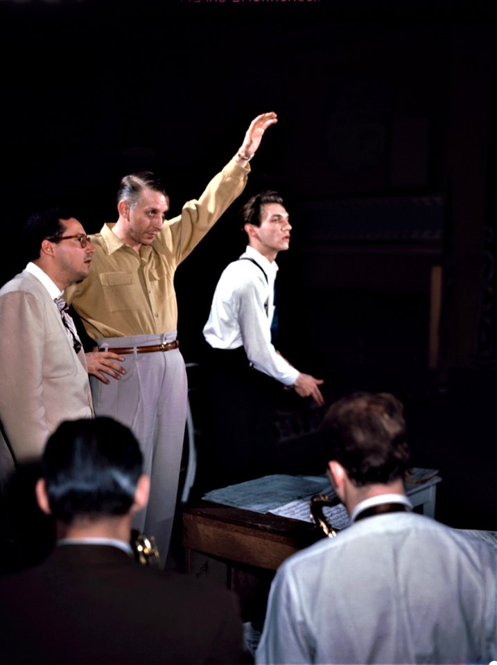 High Rise: Portrait of Stan Kenton, Pete Rugolo, and Bob Graettinger, Richmond, Va., 1947 or 1948.