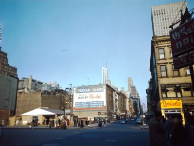Down on the Corner: View down 52nd Street in New York, N.Y., circa 1948.