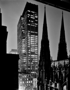 Night view of Joseph Mullen Inc., 18 E. 50th St., New York City, 1940.