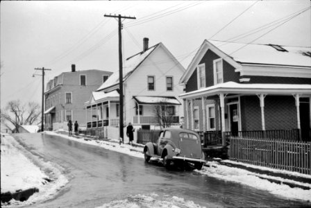 Snowdust: Street in Norwich, Connecticut, November 1940.