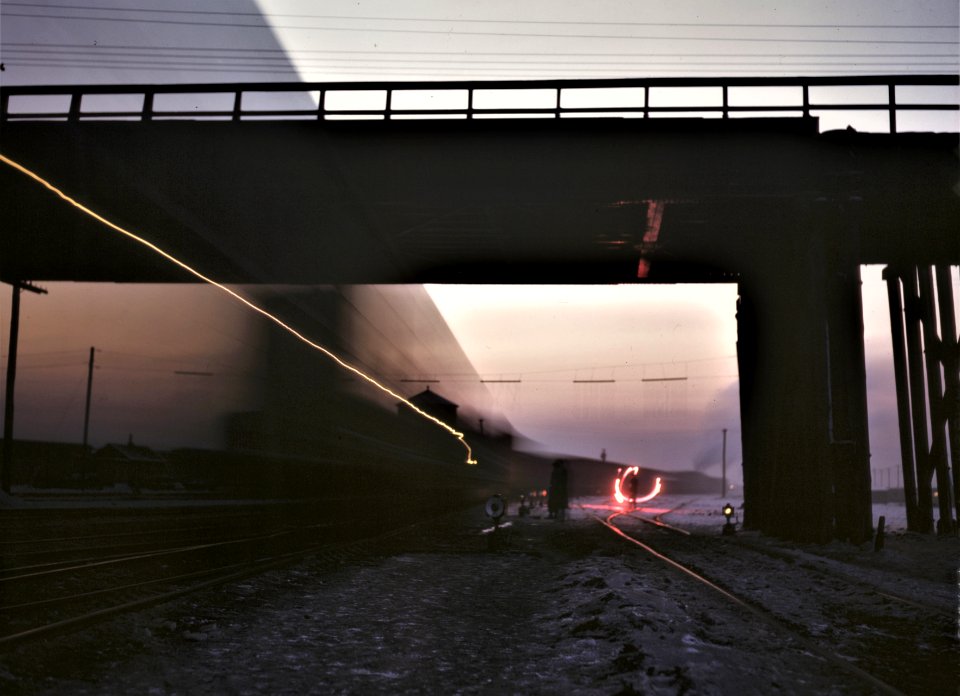 Twilight Rambler: The repair tracks of the Chicago and North Western Railroad. Chicago, Illinois, December 1942.