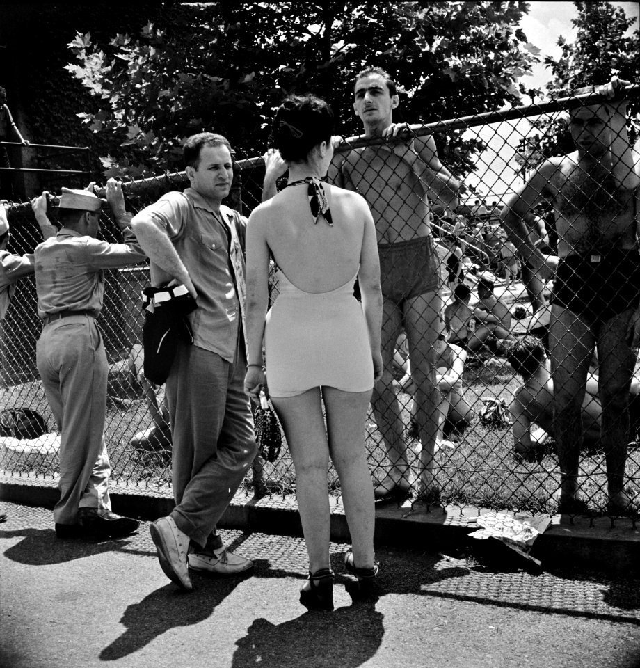 Person of Interest: Sunday crowds are so great at the municipal swimming pool that long lines form awaiting their turn. Washington, D.C., July 1942.