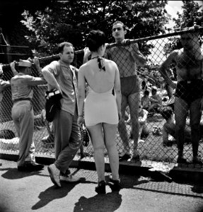 Person of Interest: Sunday crowds are so great at the municipal swimming pool that long lines form awaiting their turn. Washington, D.C., July 1942.