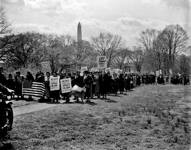 Conscience of a Nation: Spanish women march to protest at the State Department. Washington, D.C., April 4, 1938. 3,000 Spanish-born women led by the widow of an American killed in Spain's Civil War.