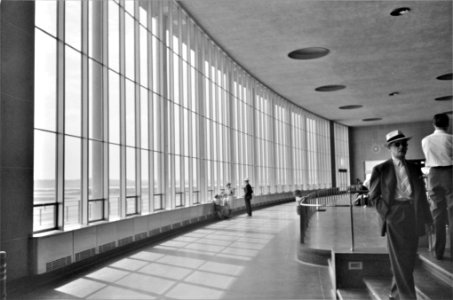 Panorama: In the main waiting room at the municipal airport in Washington, D.C., July 1941 photo