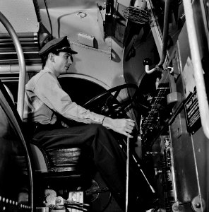 All Aboard: Columbus, Ohio. Lester Ward, a Greyhound bus driver, September 1943.
