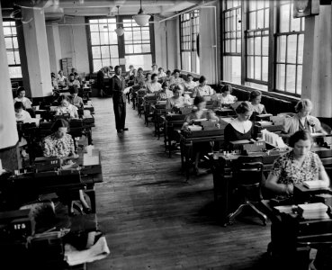 The Office: For every social security account number issued an employee master card is made in the Social Security board records office. Baltimore, Maryland, 1937. photo
