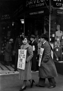 Help Us Win: Strike pickets in New York City. December 1937. photo
