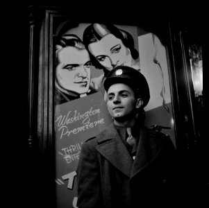 Washington, D.C. Soldier in front of the Capitol theatre, 1943.
