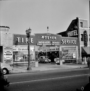 Tire service station in Hollywood, California. April 1942.