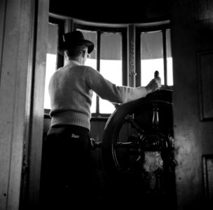 Pilot on Hudson River ferry between Hudson and Athens, New York, October 1941.