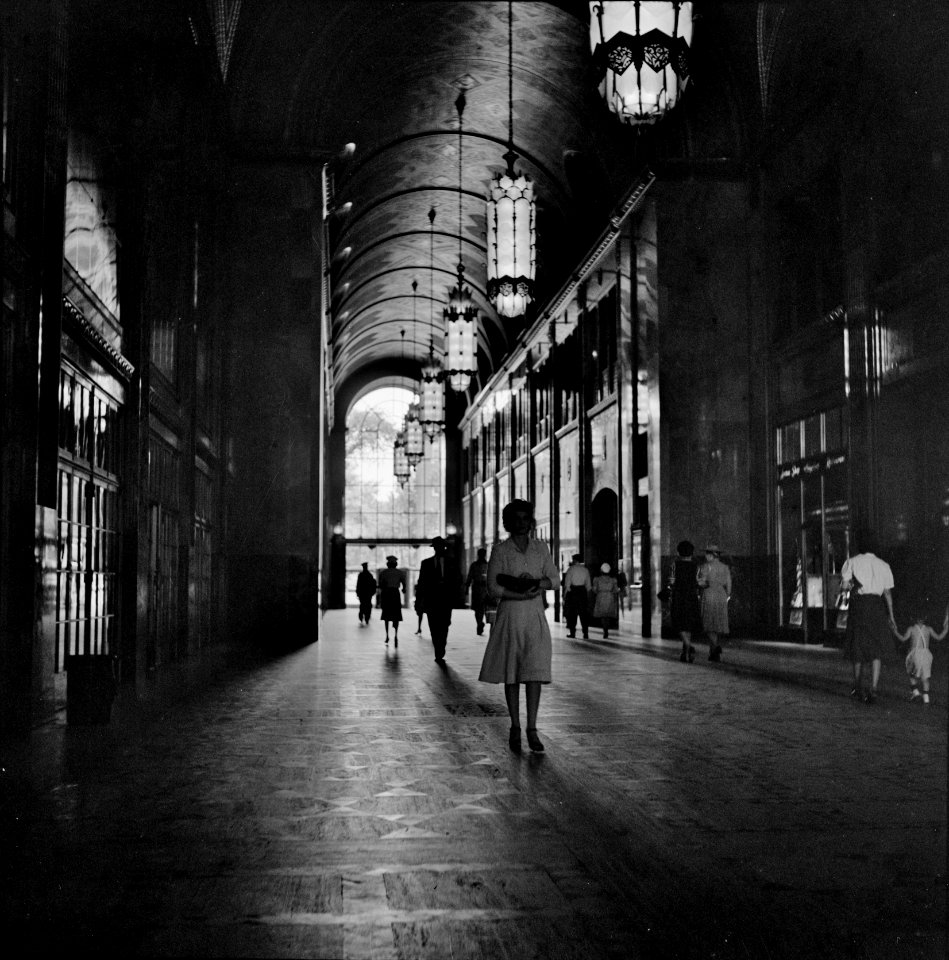 Lobby of the Fisher Building, Detroit Michigan. July 1942.