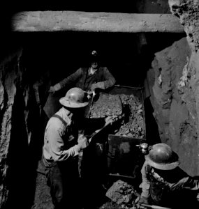 Subterranean: Loading lead ore at a mine near Creede, Colorado for the war effort, 1942. photo