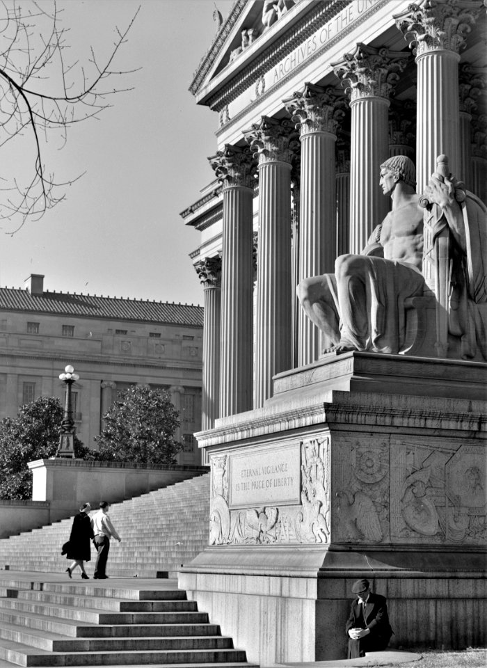 Eternal Vigilance: The National Archives building in Washington, D.C. December 1943.