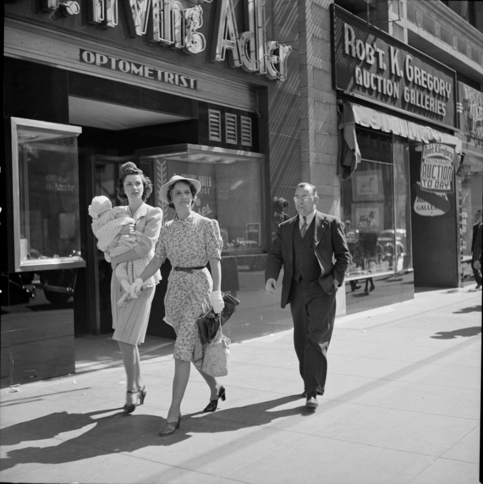 Shoppers in Hollywood, California. April 1942.