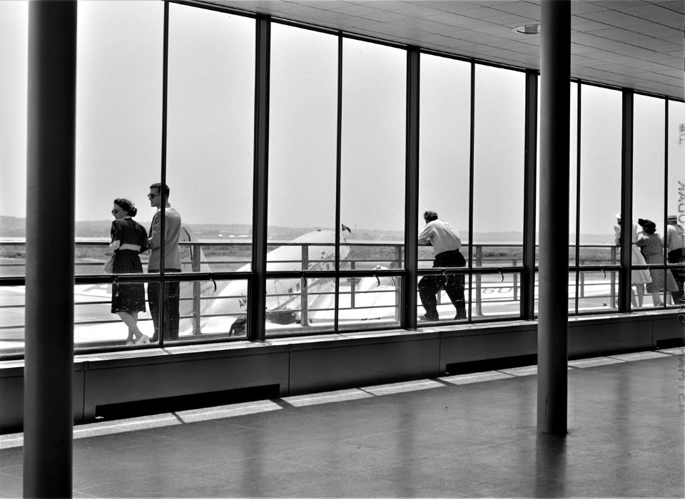 The Watchers: Looking out over the field from the south concourse. Municipal airport, Washington, D.C. July  1941