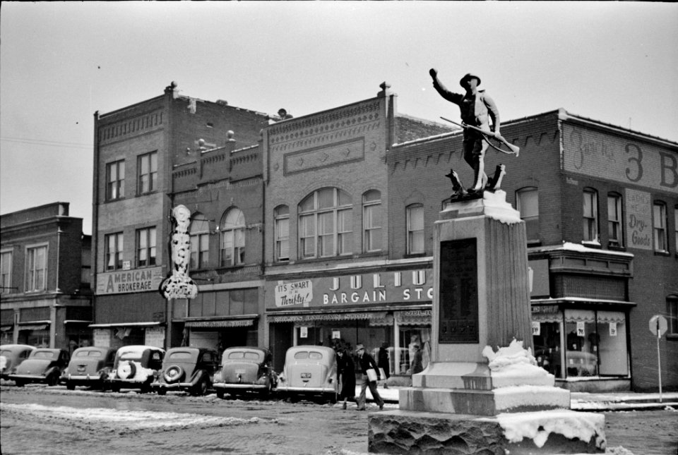 War & Remembrance: Main street in Herrin, Illinois. January 1939.