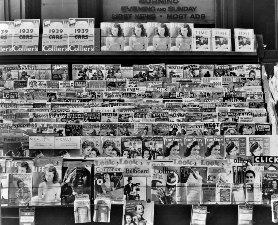 A Newsstand in Omaha, Nebraska. November 1938.