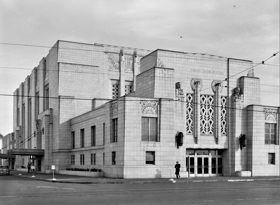 A Depot Moderne: Front view of the newly-built Union Station in Omaha, Nebraska November 1938.