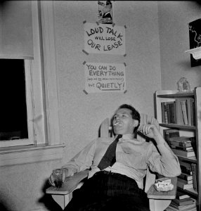 Loose Lips: Guest at an evening party at the home of a government artist. Washington, D.C.  June-July 1942.