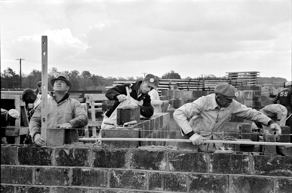 Closeup of the construction of houses, Jersey Homesteads, Hightstown New Jersey, November 1936