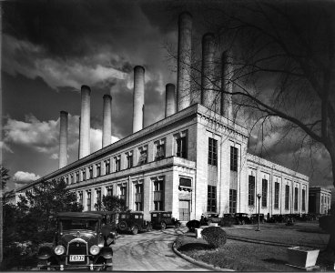 Skyward Stacks: Potomac Electric Power Co. Benning plant. Closeup of Benning plant with good clouds. May 31, 1943