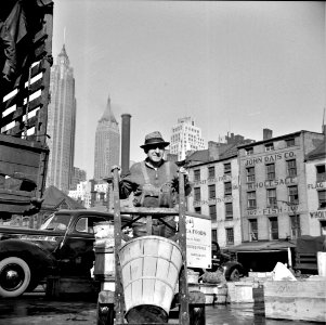 Secondhand Fisherman: A stevedore who packs and loads crates of fish on the lower east side. New York, New York, 1943.