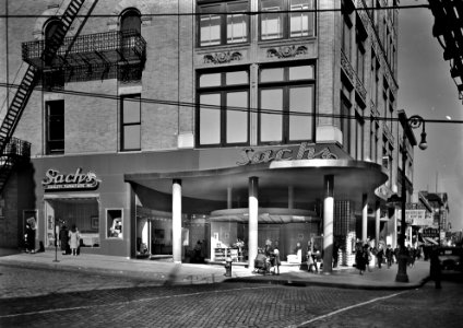 Sachs Quality Furniture Inc., business at 150th & 3rd Ave., New York City. General exterior, daylight. November 1940.