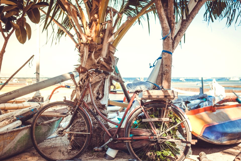 Vintage Retro Bicycle on the beach. photo