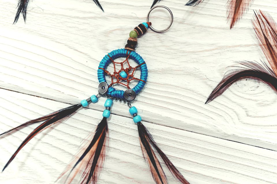 Dreamcatchers on a wooden background