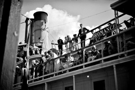 Love Boat: Summer residents watch the tourist boat arrive from Boston, Provincetown, Massachusetts, August 1940.