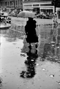 Wet Crossing: On a rainy day in Norwich, Connecticut. November 1940