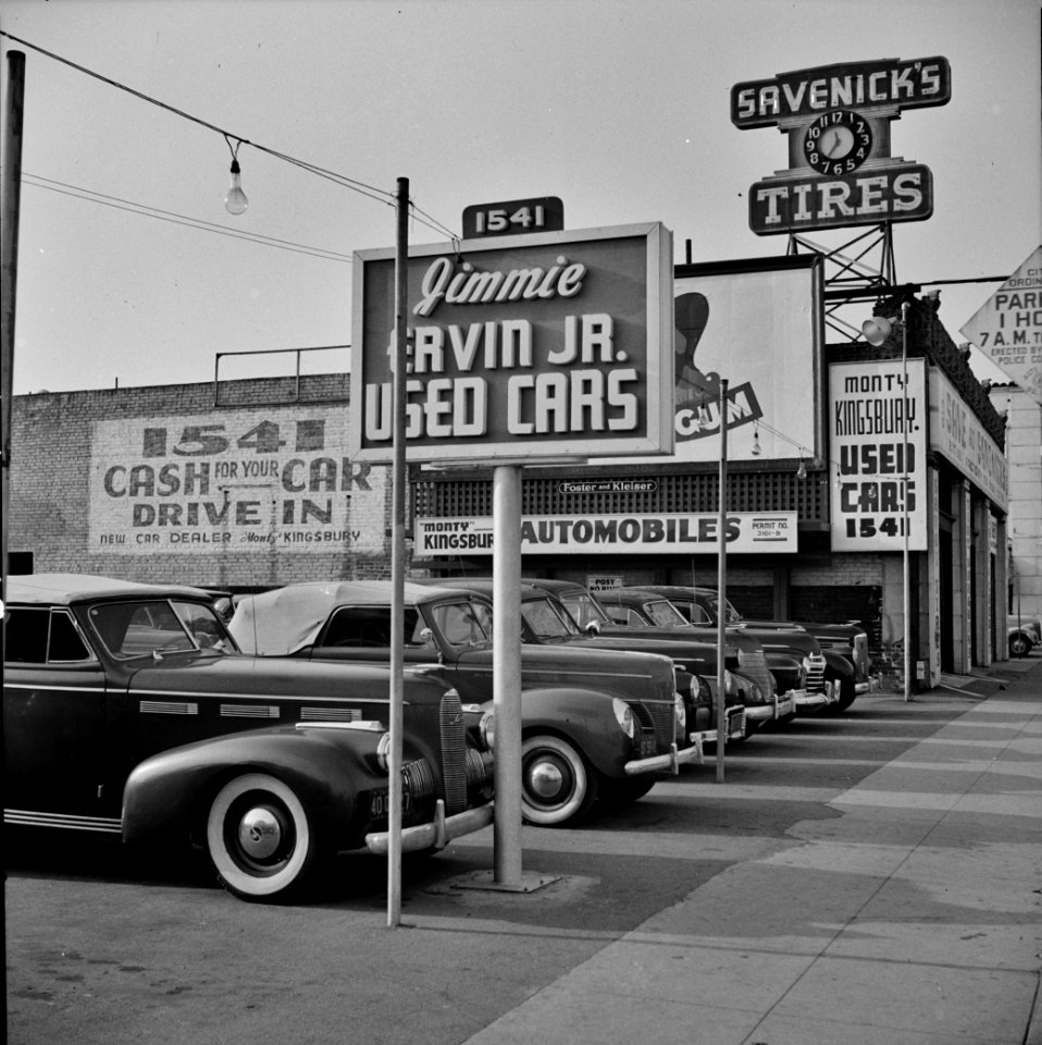 Used car lot in Hollywood, California. April 1942.