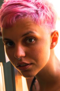 Girl with pink hair