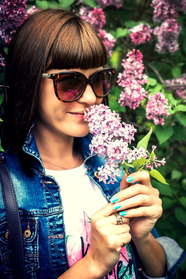 Woman with lilac