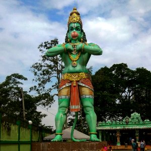 Statue of Hanuman at Ramayana Cave, Batu Caves. photo