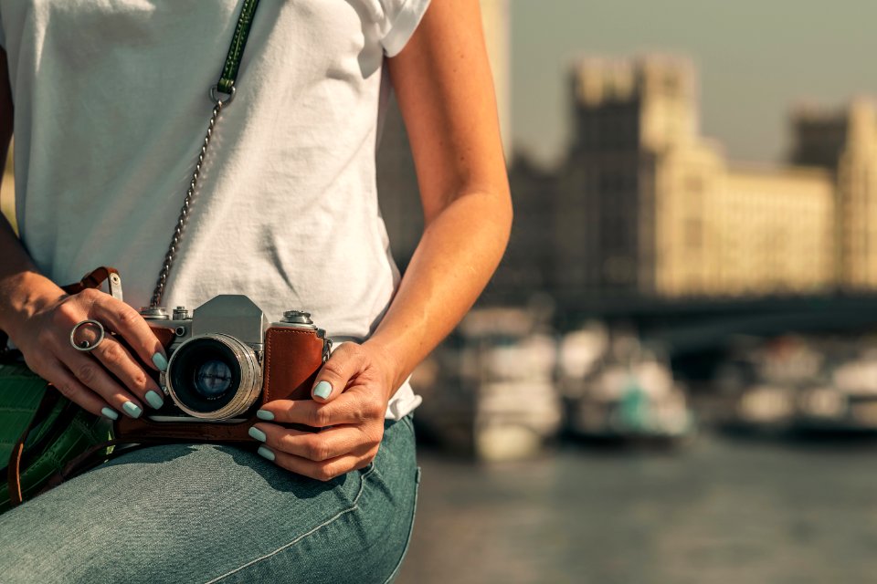 Vintage camera, outdoor shot