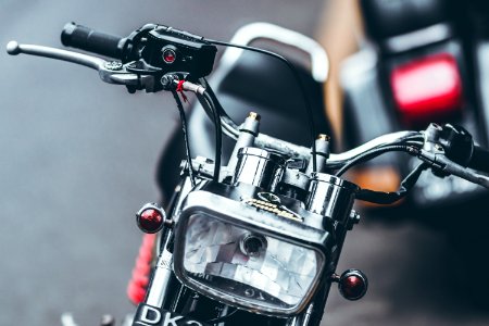 Motorcycle headlight closeup. Bali island. photo