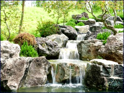 serene garden - serene waterfall photo